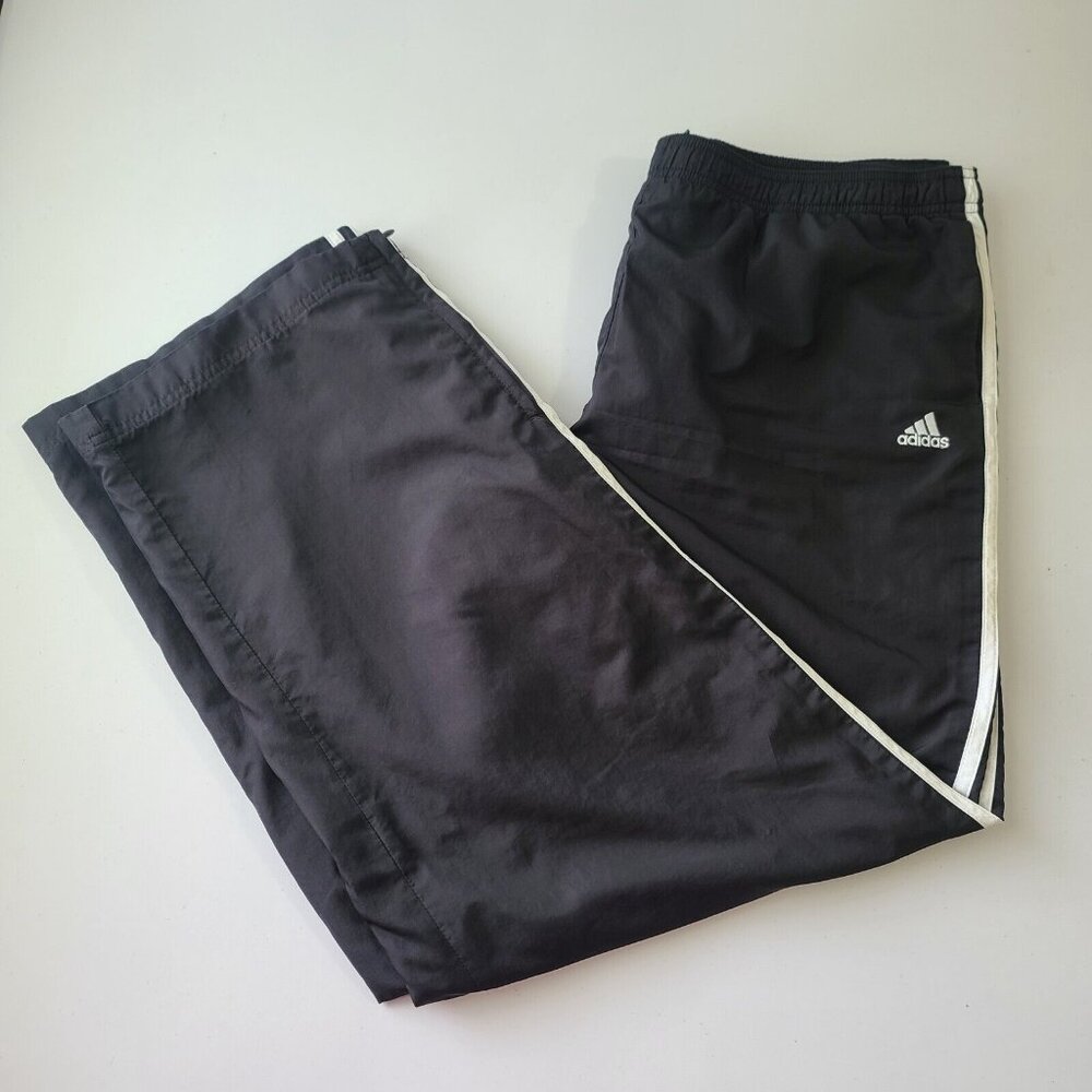 Adidas Windbreaker Pants Men's Size XL Black White Stripes